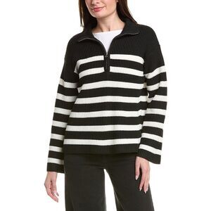English Factory Womens  Wool-Blend 1/2-Zip Sweater, Black